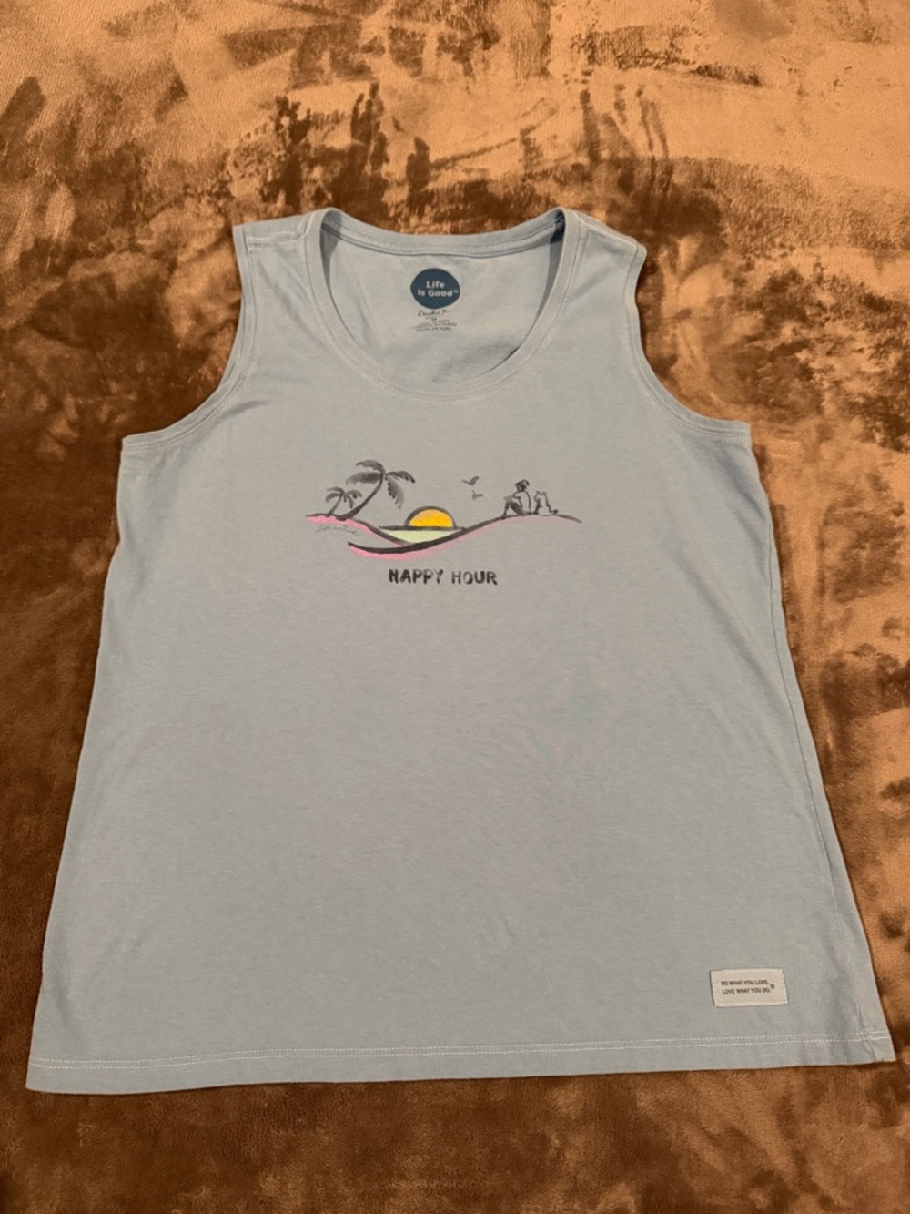 Life Is Good Light Blue "Happy Hour" Sunset Tank
